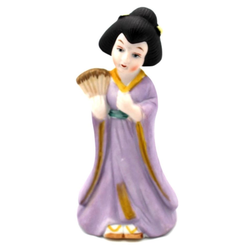 Japanese Girl Geisha Bell figure 4.25 Inches Tall Vintage Bisque Japan Flambro